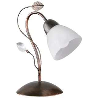 TRIO Leuchten LED Nachttischlampe, LED wechselbar, Warmweiß, Tischbeleuchtung Landhausstil mit Lampenschirm für Fensterbank H: 32cm braun