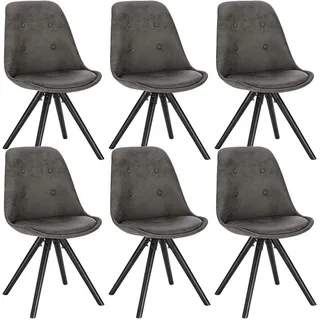 Woltu Esszimmerstuhl (6 St), Stoffbezug Designstuhl Holzgestell Küchenstuhl schwarz