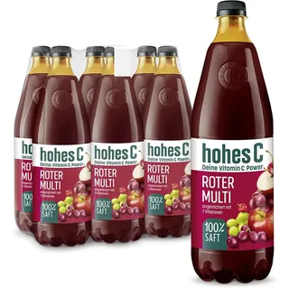 hohes C Roter Multivitamin (6 x 1l), 100% Saft, Apfel, Traube, Zitrone, 7 Vitamine, ohne Zuckerzusatz