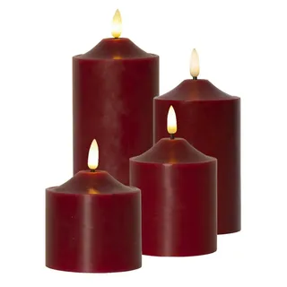 MARELIDA LED Kerzenset Adventskerzen Weihnachten 3D Flamme 4 Größen Timer rot 4 Stück