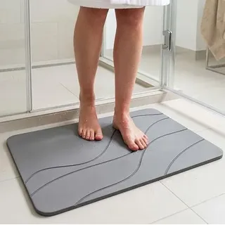 Harte Diatomite Stein Badematte 60x40 cm, Stone Bath Mat Schnelltrocknend, Super Absorbierende Steinmatte Badezimmer Pflegeleicht, Rutschfest Kieselgur Badematte für Badezimmer, Küche, modern & edel