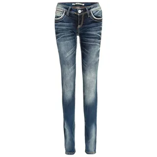 Cipo & Baxx Slim-fit-Jeans Jeans mit auffällig farbigen Ziernähten, WD256 blau 29