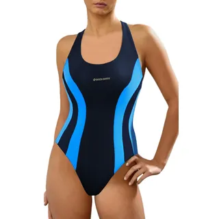 sesto senso Badeanzug Damen Sport Einteiliger Blickdichter Schwimmanzug BW715 S 34 36 Dunkelblau - S