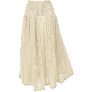 Guru-Shop Minirock Boho Spitzen Maxirock, Flamenco Rock, weiter.. alternative Bekleidung weiß