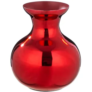 Gilde Vase Kyoto aus Eisen - bauchig - glänzend - rot - Höhe 25cm x Ø 22cm - wasserdichte Blumenvase