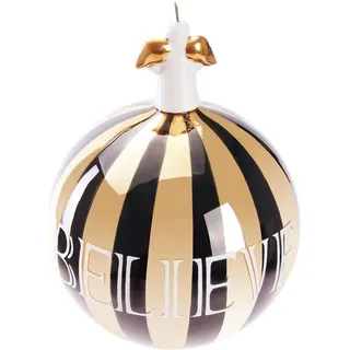 BRUBAKER Weihnachtsbaumkugel Premium Weihnachtskugel Believe Gold Schwarz - 10cm Baumkugel aus Glas (1 St), Christbaumschmuck mit Engel Porzellan-Figur - Christbaumkugel aus Glas goldfarben|schwarz