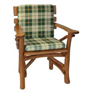 4er Gartenbank Auflagenset Bristol – Kissen aus Baumwollmischgewebe, Grün-beige kariert – Sitz- 195 x 42 cm, Rückenkissen 195 x 30 cm