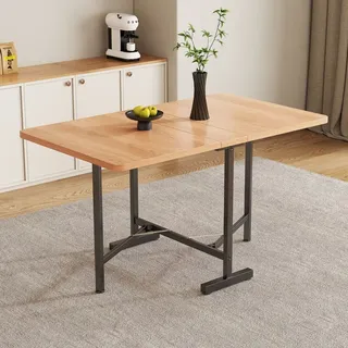 okwish Ausziehbarer Esstisch Klapptische 120*80*75 cm, Freizeittisch rechteckiger für Wohnzimmer,faltbar und gelagert Tisch, Natur - Naturbelassen