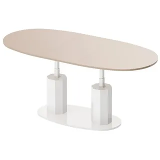 designimpex Couchtisch Design HBL-111 stufenlos höhenverstellbar ausziehbar oval braun