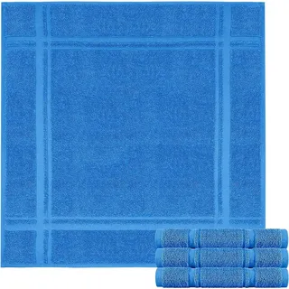 Lashuma Küchenhandtücher Frottee 50 x 50 cm, 4er Set, 100% Baumwolle, 450 g/m2, Capri Blau