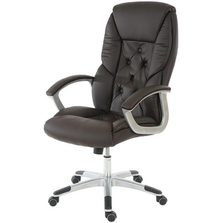 Profi-Bürostuhl H42 XXL, Chefsessel Drehstuhl, 150kg belastbar Kunstleder ~ braun