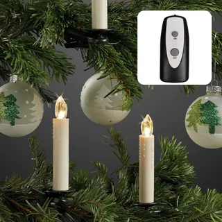 hellum 602630 LED Weihnachtsbaumkerzen ohne Kabel inkl. Fernbedienung (14x2cm)