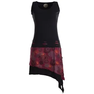 Vishes Zipfelkleid Ärmelloses asymmetrisches Lagenlook Zipfelkleid Hippie, Ethno, Elfen Style schwarz 44