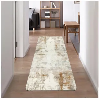 Famibay Küchenläufer Teppichläufer Lang rutschfest Waschbar Flur Küche Schlafzimmer beige
