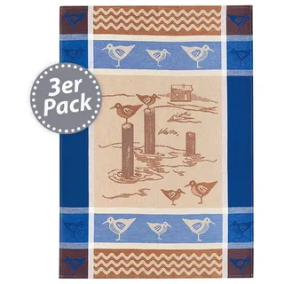 Kracht 3er Pack Halbleinen Geschirrtücher Möwe 50x70 cm - Beige