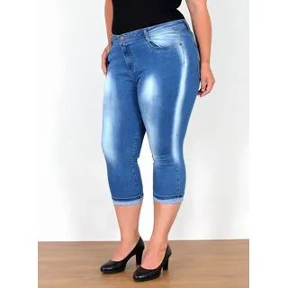 ESRA Caprijeans Capri Jeans Damen High Waist 3/4 Hose Stretch kurze Jeans Damen Sommer Damen Capri Jeans Stretch Jeans High Waist Damen 3/4 Jeans Kurz Damen blau 52
