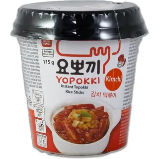 Yopokki MHD 27.06.2026 - YOPOKKI Instant Topokki Kimchi 115g | Reiskuchen Tteokbokki