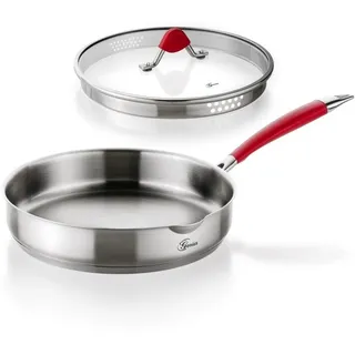 Genius Bratpfanne Genius - Steelfit Edelstahl Pfanne mit Glasdeckel Ø 24cm, (Set bestehend aus 1 Pfanne und 1 Glasdeckel)