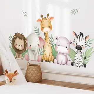 SHUCHING Wandtattoo Dschungel Tiere, Wandsticker Safari Tiere, Selbstklebend Wandaufkleber für Kinderzimmer Schlafzimmer Babyzimmer Sofa