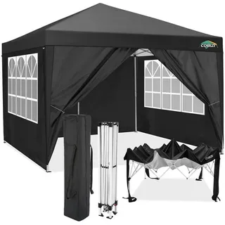 cobizi Faltpavillon 3 x 3 m inkl. 4 Seitenteile Schwarz