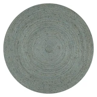 vidaXL Teppich Handgefertigt Jute Rund 90 cm Olivgrün