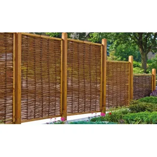 Weidenzaun Premium 120 x 120 cm – Sichtschutz aus Weide, braun – Flechtzaun – Weidenruten Sichtschutz für Garten & Terrasse