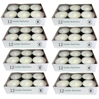 Superfind24 Teelichter Groß 96 Stück XXL Jumbo Maxi licht Kerzen, für Duftlampen, Stövchen, Duft frei, Brenndauer 8 Std. ca. 90 Watt Deutscher Hersteller.