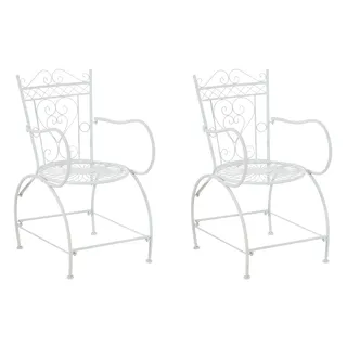 CLP 2er Set Stühle Sheela I Gartenstühle Aus Metall I Metallstuhl Mit Armlehnen Im Jugendstil