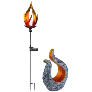 GLOBO LED Außenleuchte Kunststoff 2er Set Flammen Design schwarz