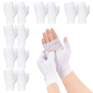 6 Paar Fingerlose Ekzem Handschuhe,Weiße Baumwollhandschuhe Neurodermitis Medizinische Feuchtigkeitsspendende Handschuhe Wiederverwendbare Touchscreen Lotion Handschuhe für trockene Hände schlafen