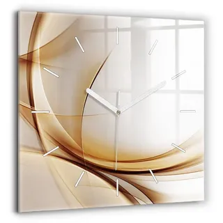 Tulup Wanduhr Rechteckige Glasuhr Goldene Abstrakte Uhr aus gehärtetem Glas 60 cm x 60 cm
