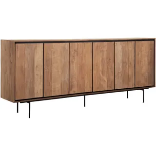 Sideboard Metropole aus recyceltem Teakholz, massiv, natürliches Design, 220 cm, Metallgestell