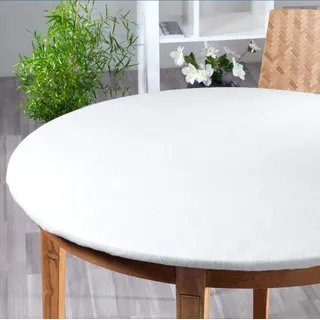 Tischschoner aus Molton, rund, aus Baumwolle, 470 g/m2, für Tische von 160 cm bis 180 cm