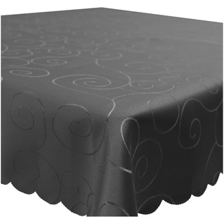 Tischdecke Damast Ornamente Circle, 18, edel bestickte Tischdecken, Tischtuch Bügelfrei und Fleckenabweisend, pflegeleicht waschbar (Grau, 110x180 cm)