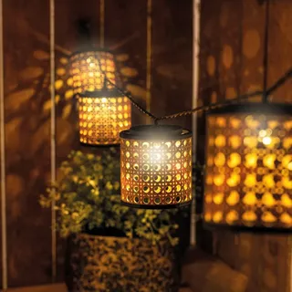 esotec LED Lichterkette Rattan-Körbchen 2,4 m Warmweiß Schwarz