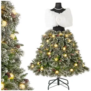 COSTWAY Künstlicher Weihnachtsbaum, 150cm, 50 LEDs, in Schneiderpuppen-Optik grün|weiß Ø 101 cm x 150 cm