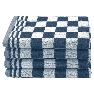 Geschirrtuch Küchenhandtuch Spültuch - 50 x 50 cm - 4 Stück - Baumwolle - Blau kariert - Frottee zum Trocknen und Reinigen
