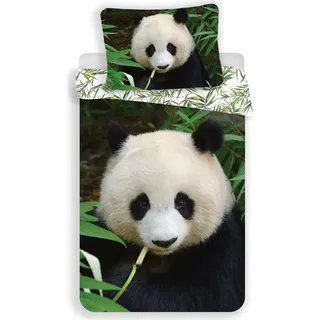 Jerry Fabrics Panda-Bär-Motiv Weiß 140 x 200 cm + 70 x 90 cm