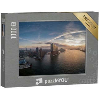 puzzleYOU Puzzle Hamburger Hafen im Sonnenaufgang, 1000 Puzzleteile, puzzleYOU-Kollektionen Elbphilharmonie