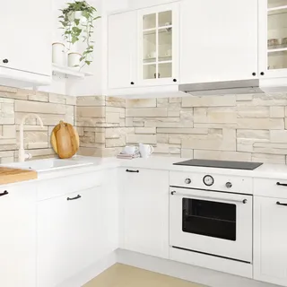 micasia Küchenrückwand selbstklebend Steinoptik ohne Bohren fugenlos - Made in Germany - Dekofolie Landhaus matt Paneel beige Küche Herd Spritzschutz 1188 (50x100cm)