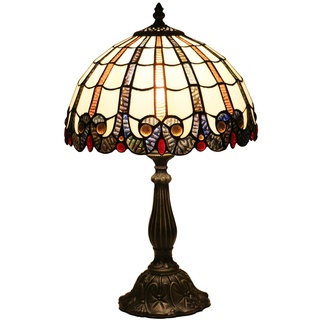 Uziqueif Tiffany Lamp, Schlafzimmer Lampen Nachttisch, Wohnzimmer Dekoration Vintage Tischlampe, 12 Zoll Tiffany Tischlampen,R