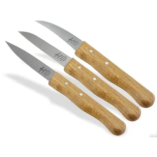 Gemüsemesser 3er Set aus Solingen Schälmesser Obstmesser Messer aus Buche | Allzweckmesser mit Holzgriff und scharfer Rostfreier Messerklinge inkl. Etui & Klingenschutz