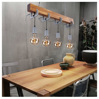 Globo Hängeleuchte, Leuchtmittel nicht inklusive, Hängeleuchte Holz Esstisch Lampe Küche hängend braun