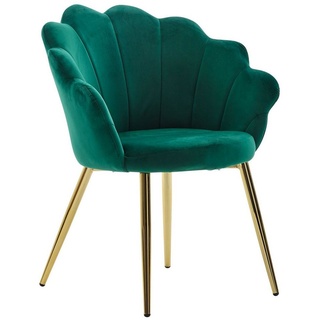 möbelando Esszimmerstuhl »Esszimmerstuhl Tulpe Samt Grün Gepolstert, Küchen«, Esszimmerstuhl Tulpe Samt Grün Gepolstert, Küchenstuhl mit Goldfarbenen Beinen, Schalenstuhl Skandinavisches Design, Polsterstuhl mit Stoffbezug