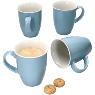 MamboCat Nordic Blau Doppio 4er Set Kaffeebecher mit Henkel I 250 ml I 4 Personen I Hellblaue Porzellan-Tassen für Heißgetränke wie Tee, Kakao, Kaffee & Co. I Tea-Cup, Coffee-Mug