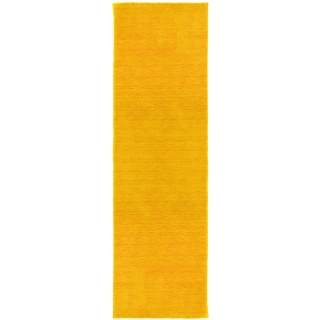 Wollteppich MORGENLAND "Loribaft Teppich handgewebt gold" Teppiche Gr. B/L: 80 cm x 200 cm, 8 mm, 1,6 m2, 1 St., goldfarben (gold) Schurwollteppiche
