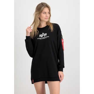 Sweater ALPHA INDUSTRIES "ALPHA Women - Sweatshirts Basic Long OS Wmn" Gr. XS, schwarz (black) Damen Sweatshirts Oversize Shirts