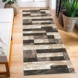 Teppich Läufer Flur Lang 120 x 200 cm rutschfest Küchenläufer Waschbar Teppichläufer Flur Küchenteppich Flurläufer Eingangsteppich Schmutzfangmatte Kurzflor Bettumrandung Teppich Flur für Wohnzimmer
