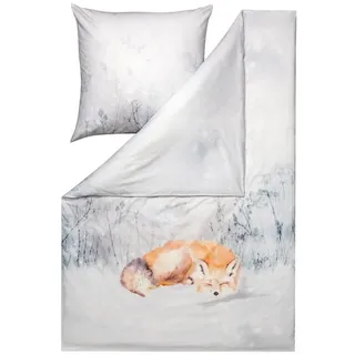 Estella Bettwäsche Estella Kuschel-Flanell Bettwäsche Fuchs Felix 135x200 80x80 cm, Flanell, 2 teilig, kuschelweicher Estella Flanell grau|silberfarben