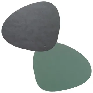 Lind DNA LindDNA Curve Tischset Leder, Anthrazit/Pastellgrün, 37 x 44 cm